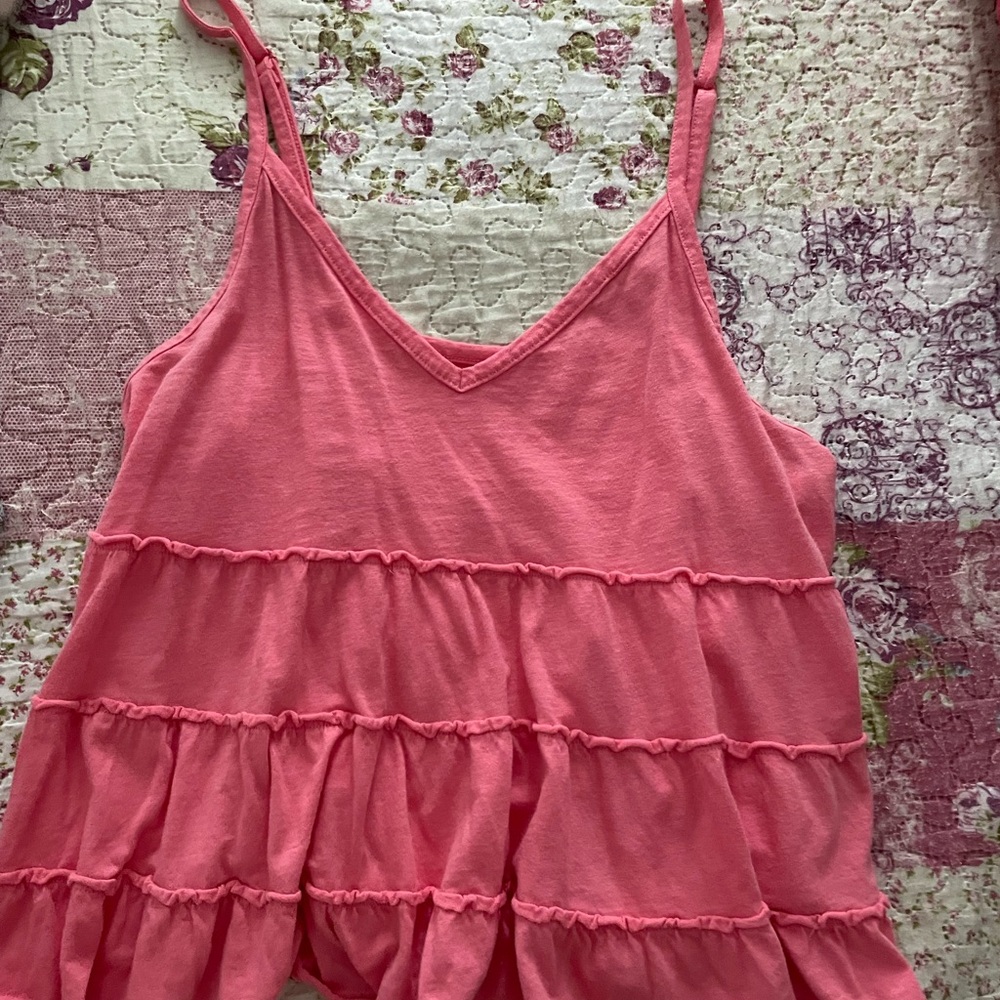 Pink Ruffled tank Top